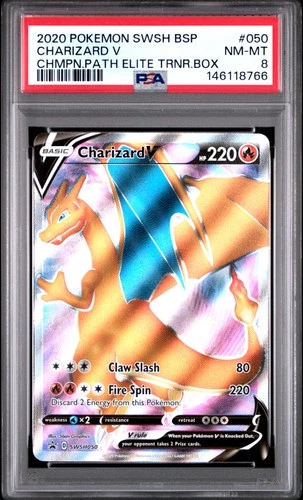 2020 POKEMON SWSH BLACK STAR PROMO #050 CHARIZARD V PSA 8