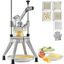 Commercial Vegetable Cutter French Fry Chopper Fruit Dicer w/ 4 Blades