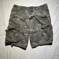 Y2K Abercrombie Fitch Cargo Shorts Camo Military Paratrooper Size 34 Beckham