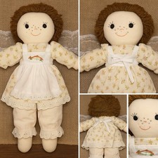Vintage Handmade Cloth Rag Doll Floral Dress Apron Bloomers Embroidered Apron14  