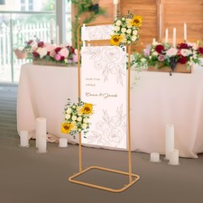Gold Metal Wedding Welcome Sign Arch Stand Advertising Shelf Rack Billboard