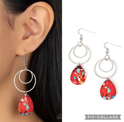 Paparazzi TERRAZO TEMPO red earrings