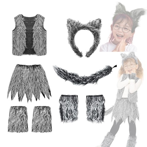 Costume loup pour enfants, couvre-chef, accessoires déguisement pour spectacle, - Picture 5 of 7