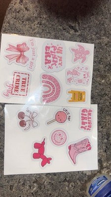 13 Piece Pink Vinyl Quote Sticker Set, Self-Adhesive Decorative Laptop Stickers