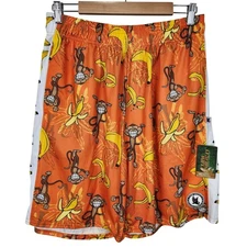 Flow Society NWT Monkey Banana Athletic Shorts Mens Large Novelty Lacrosse Gear