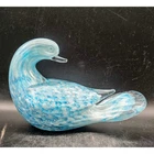 Vintage Blue White Bullicante Murano Art Glass Bird Figurine Controlled Bubble
