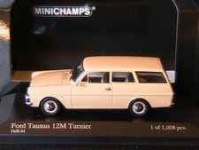 FORD TAUNUS 12M TOURNAMENT 1962 YELLOW 64 MINICHAMPS 400086111 1:43 CREAM BREAK GLASS