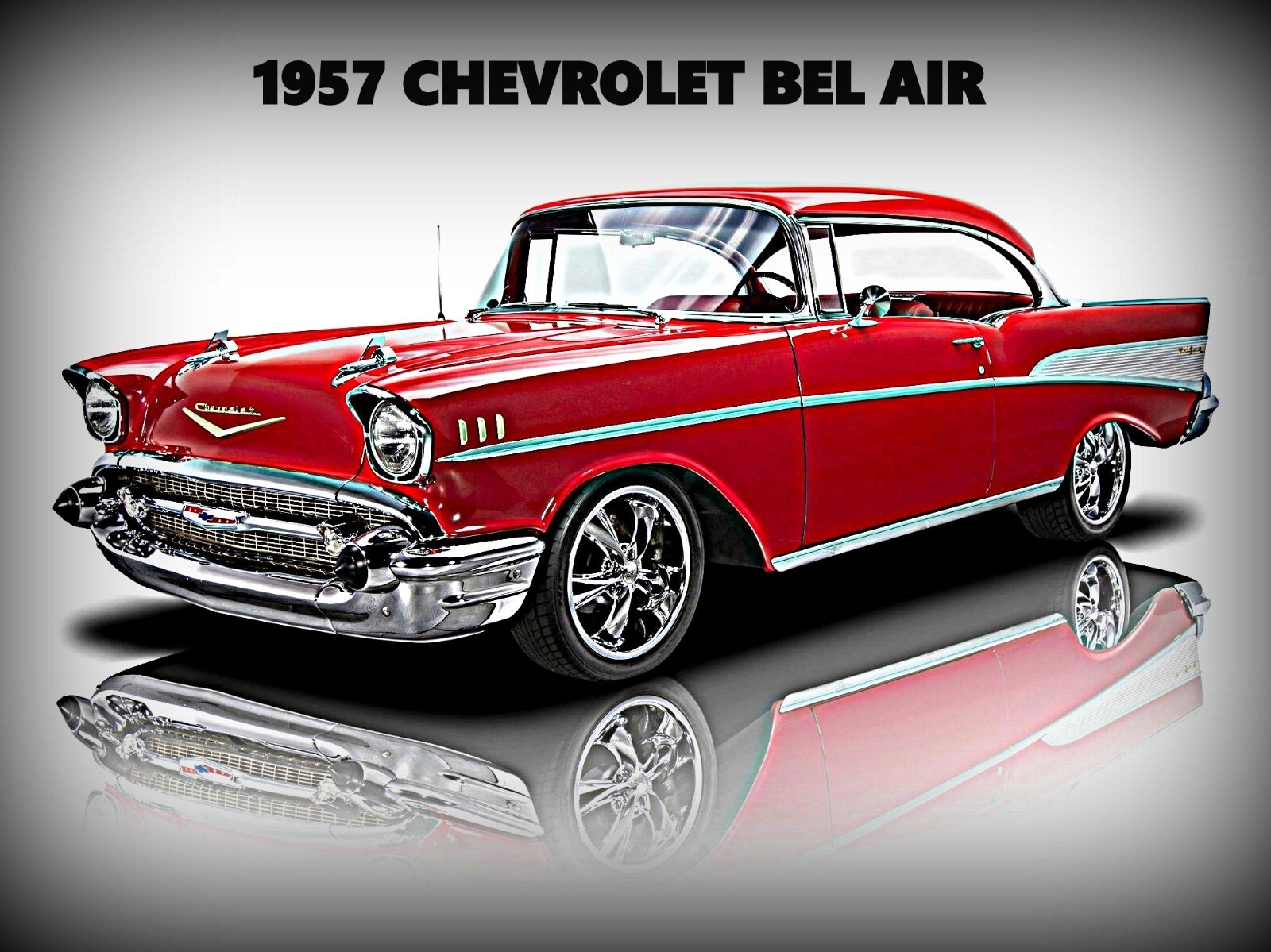 1957 Chevrolet Bel Air in Red NEW Metal Sign: 12 x 16" Free Shipping