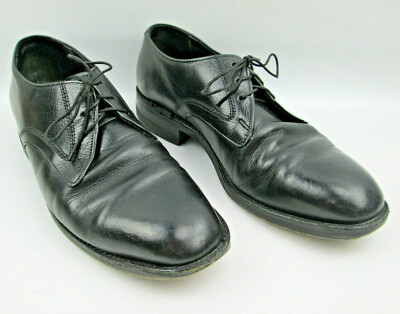 Freeman 7 1/2 E Free-Flex 3 Eyelet Lace Up Black Derby Dress Shoes 8011 - Used