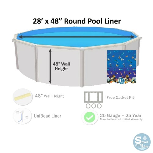 Smartline 28' x 48" Round UniBead Above Ground Swimming Pool Liner - 25 Gauge - Picture 6 of 14