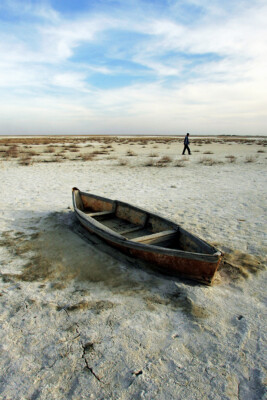 Abandoned Fishing Vessel In Receded Area Of Aral Sea Wall Art - POSTER 20x30