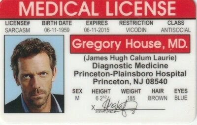 Dr Doctor House Hugh Laurie plastic identification id card UK - Main Image