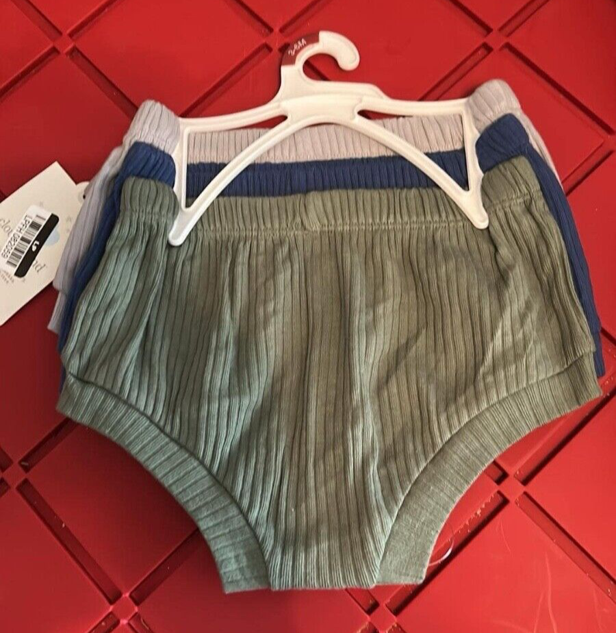 Cloud Island 3-Pack Baby Bloomers in Green Light Blue Grey for 3-6 Months  