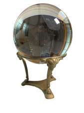 Antique Crystal Ball Brass Ornate Metal Stand...