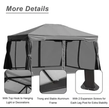 Aoodor 12 x 16 ft. Aluminum Frame Patio Gazebo Canopy with Netting and Curtains