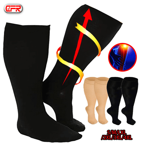 Calcetines de compresión talla grande 20-30 mmhg para hombre y mujer anchos S-4X-grandes negros - Imagen 1 de 14