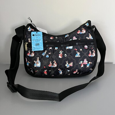 Lesportsac Peter Rabbit Black Classic Hobo Bag NWT