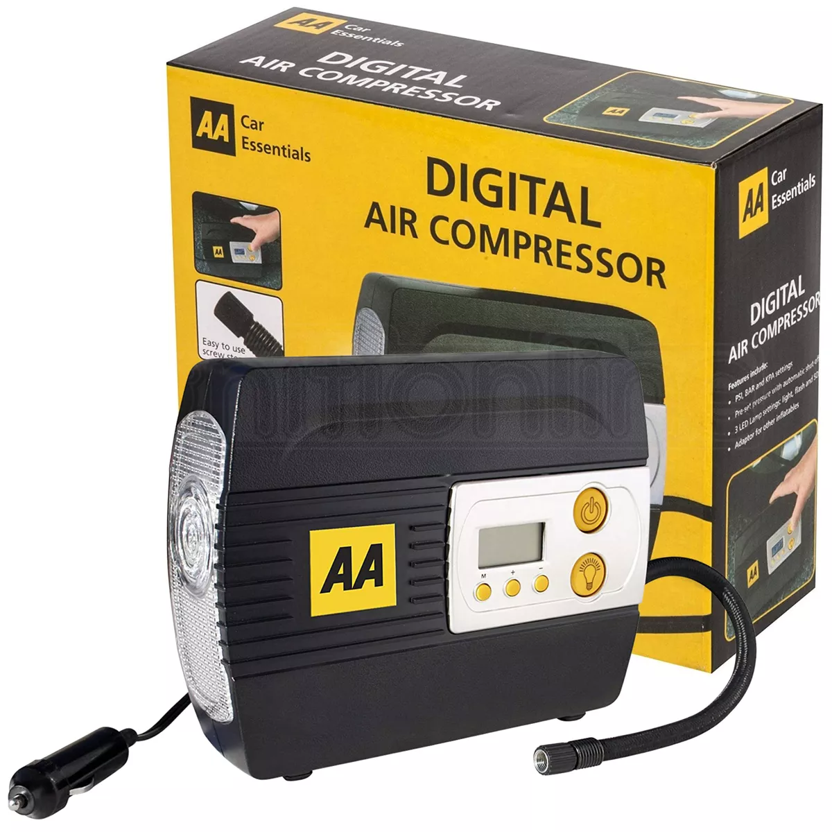 AA Digital 12V Car Tyre Air Compressor Inflator LED Pump Pressure Gauge