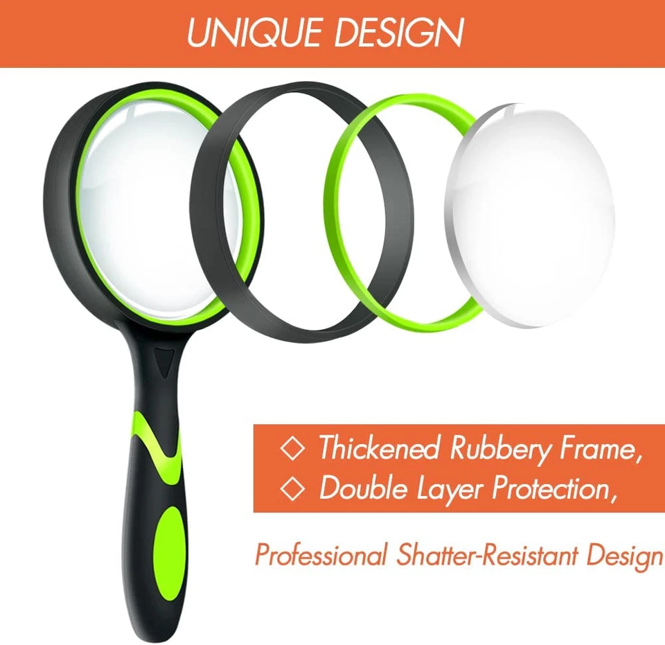 Paquete de 3 Lupas, 10X Lupas de Lectura Portátil Antideslizantes para Niños y Se Foto 2 de 4