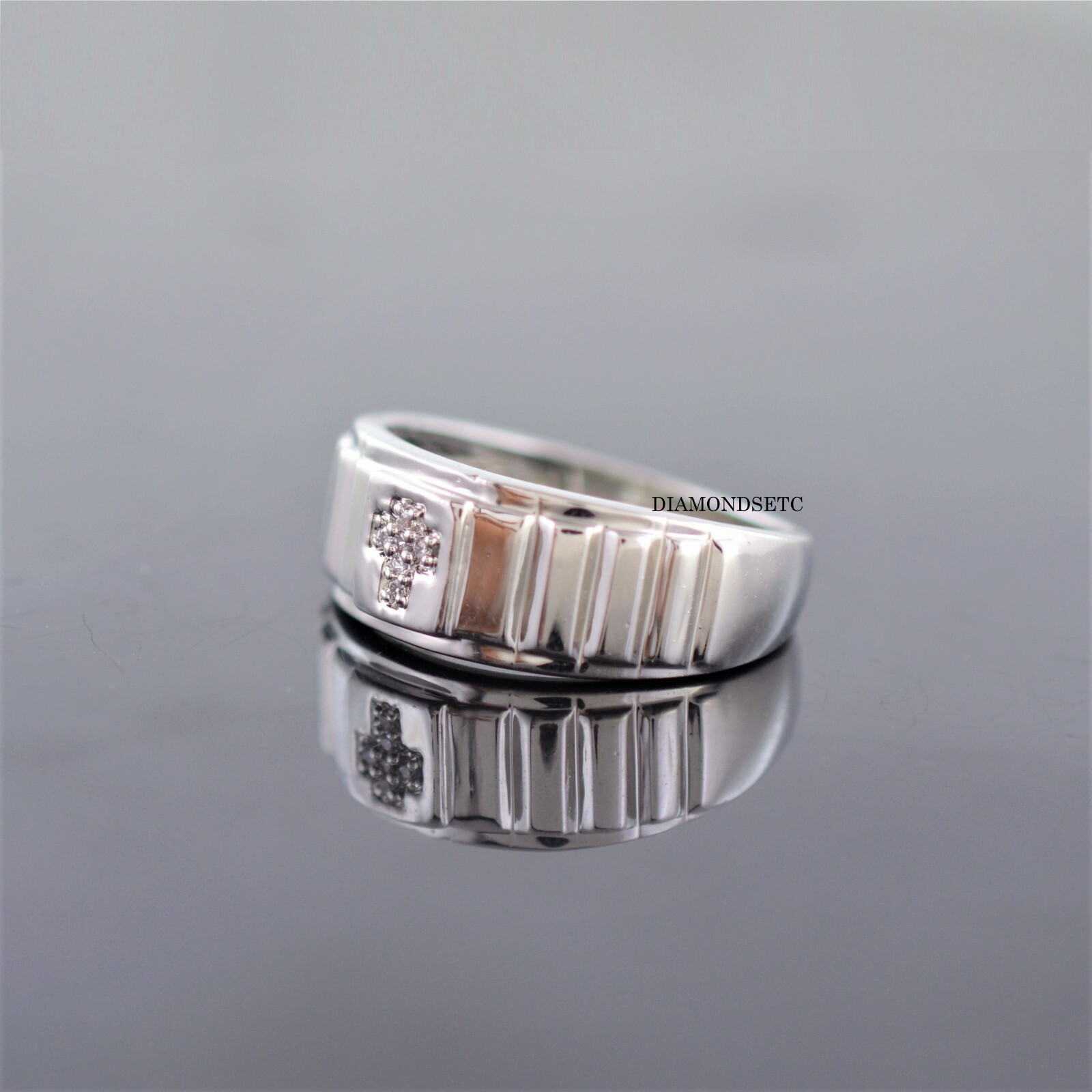 1.20 ct Round Cut Diamond Cross Men's Pinky Wedding Ring Band 10k White Gold Fn eBay