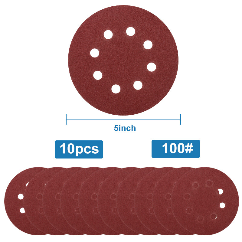 100-Pack 5-Inch Sanding Discs - 320 Grit, 8-Hole Hook & Loop For Orbital Sanders