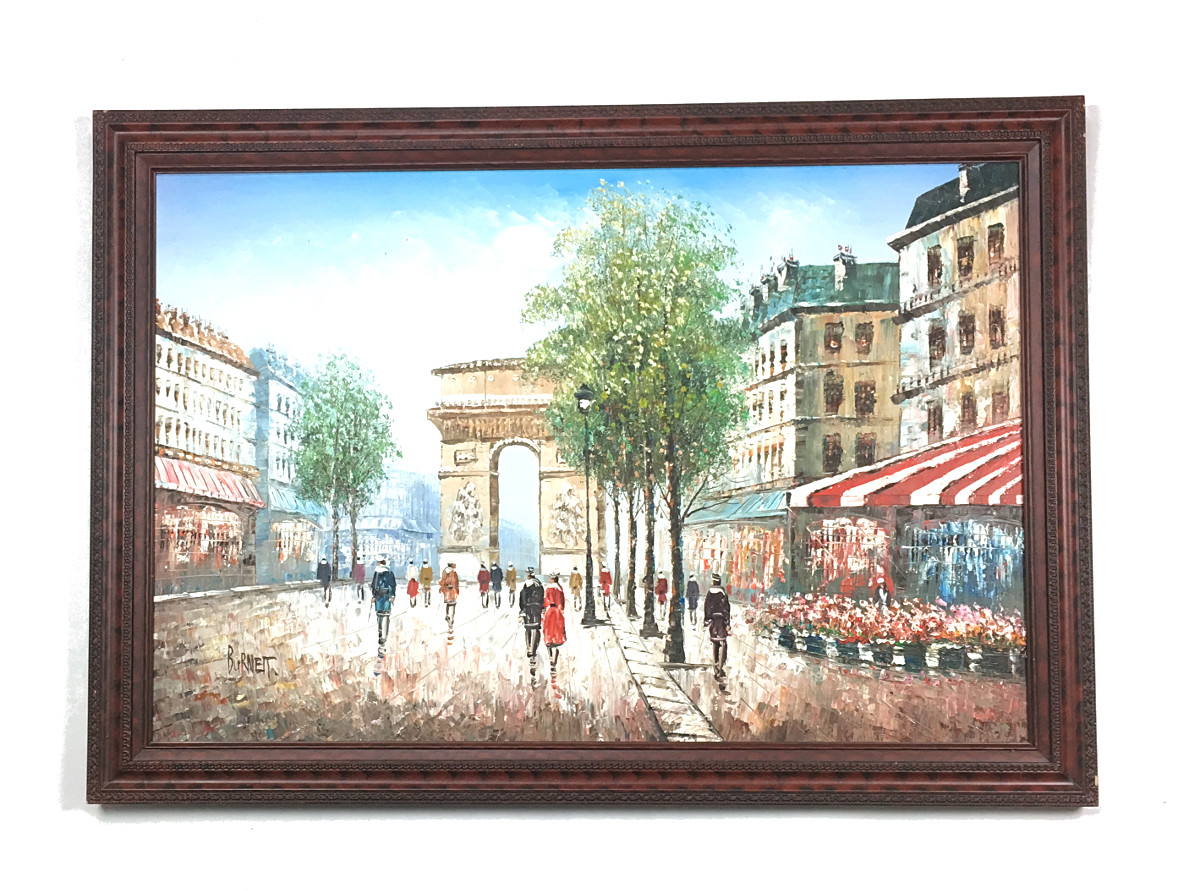 Caroline Burnett Framed Parisian Oil Painting Arc de Triomphe 36