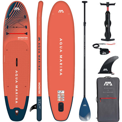 AQUA MARINA MONSTER SUP Board Stand Up Paddle aufblasbar CARBON Paddel