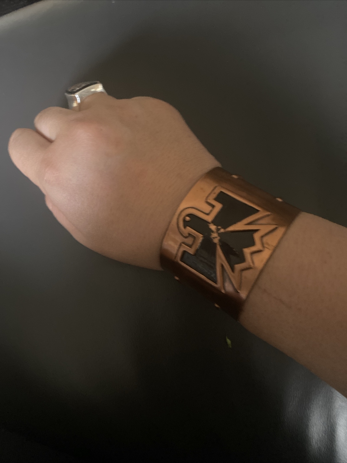 Bold  Vintage Navajo Solid Copper Thunderbird Cuf… - image 3