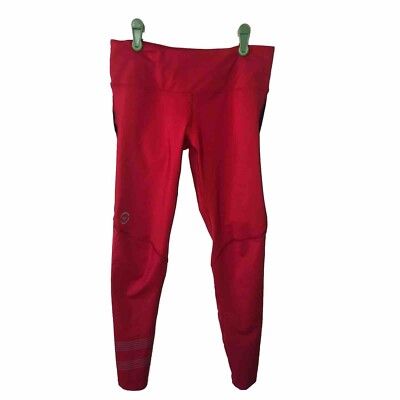 Virus Leggings Size XS Red 26'' Black Mesh Accents Drawstring Pocket Yoga Gym