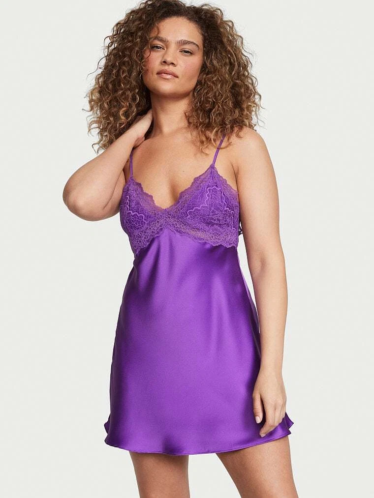UNDERCOVER Abito slip Victoria's Secret raso elasticizzato XS S bianco floreale o viola nuovo con etichetta scegli