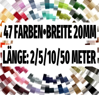 Gurtband 20mm (2cm) 2/5/10/50m Taschenband Hundehalsband Tachengurt 47 Farben