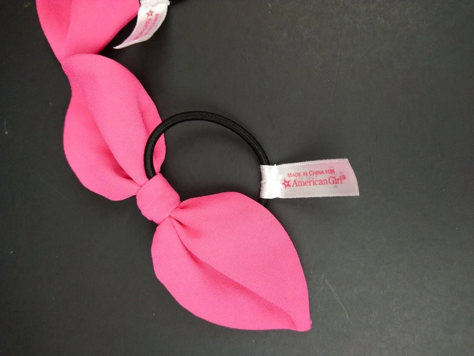 Muñeca American Girl 2 lazos para el cabello corbata cola de caballo sostenedores rosa suave mediana rosa Foto 2 de 4