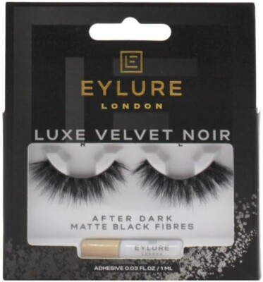 EYLURE LUXE VELVET NOIR AFTER DARK MATT BLACK FALSCHE WIMPERN MIT KLEBER