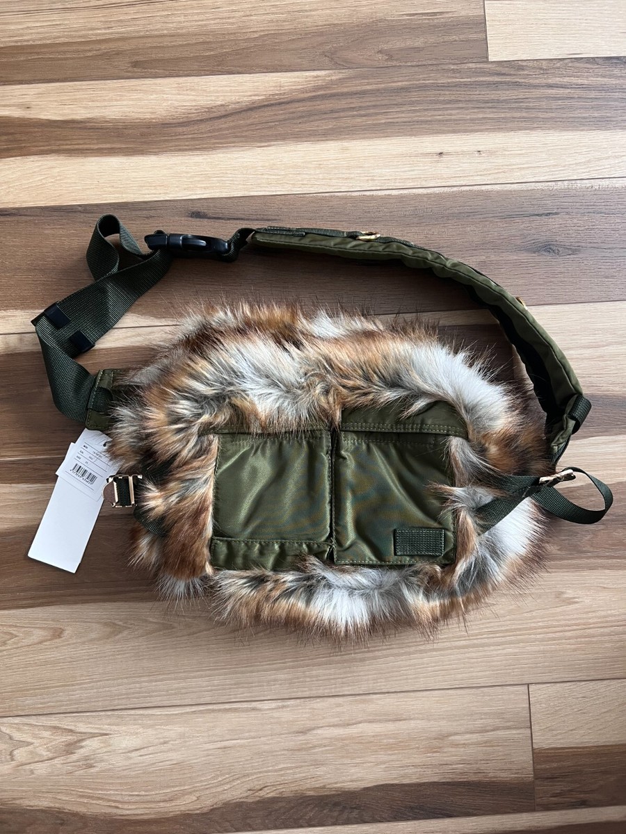 Porter x Sacai Faux Fur Waist Bag - Olive Green - NEW - Made in