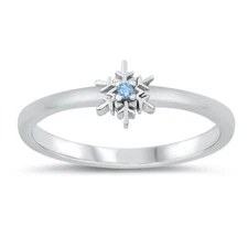 Blue CZ Snowflake Ice Queen Ring New .925 Sterling Silver Band Sizes 1-8