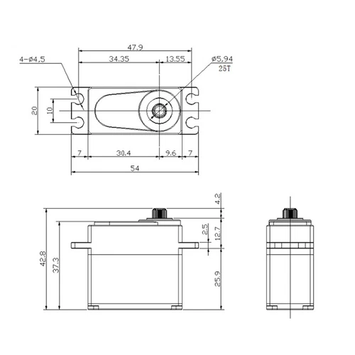Digital Servo 25kg High Torque 180° Stainless Steel Gear Servo for 1/8 1/10 P2L3 - Picture 10 of 10