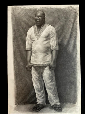 Original Drawing Male  18x12 portrait classical black man african academic