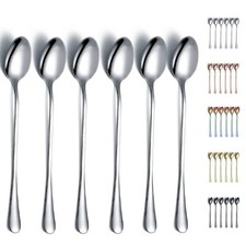 Iced Tea Spoons Stainless Steel 7.5" Long Handle Mixing Spoon Coffee Spoon St
