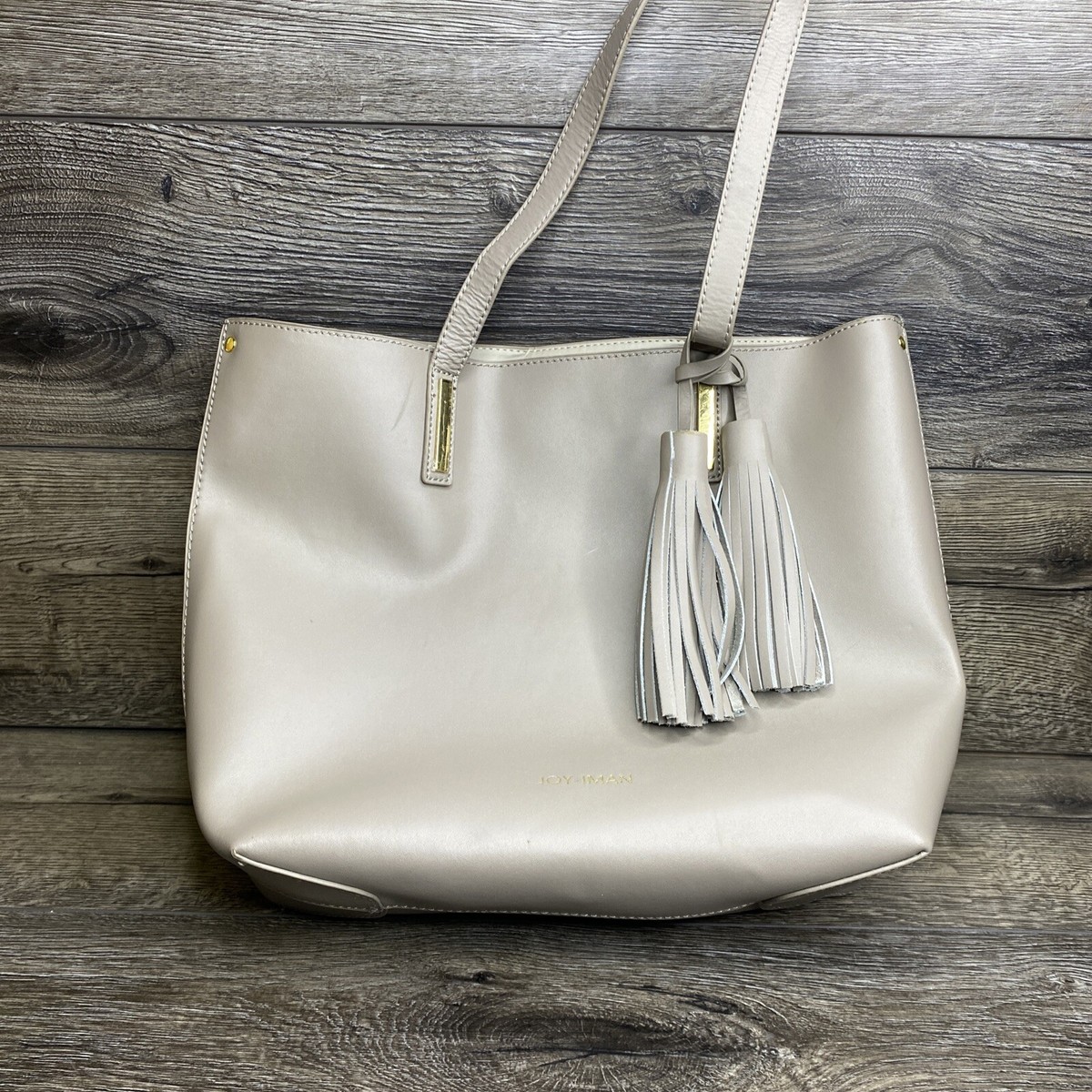 Joy Mangano Iman Hollywood Glamour Cream Handbag Bag Tote XL Structure - Main Image