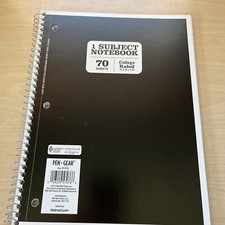 Pen Gear 1 Subject Spiral Notebook College Ruled Black 70 Sheet School Supplies