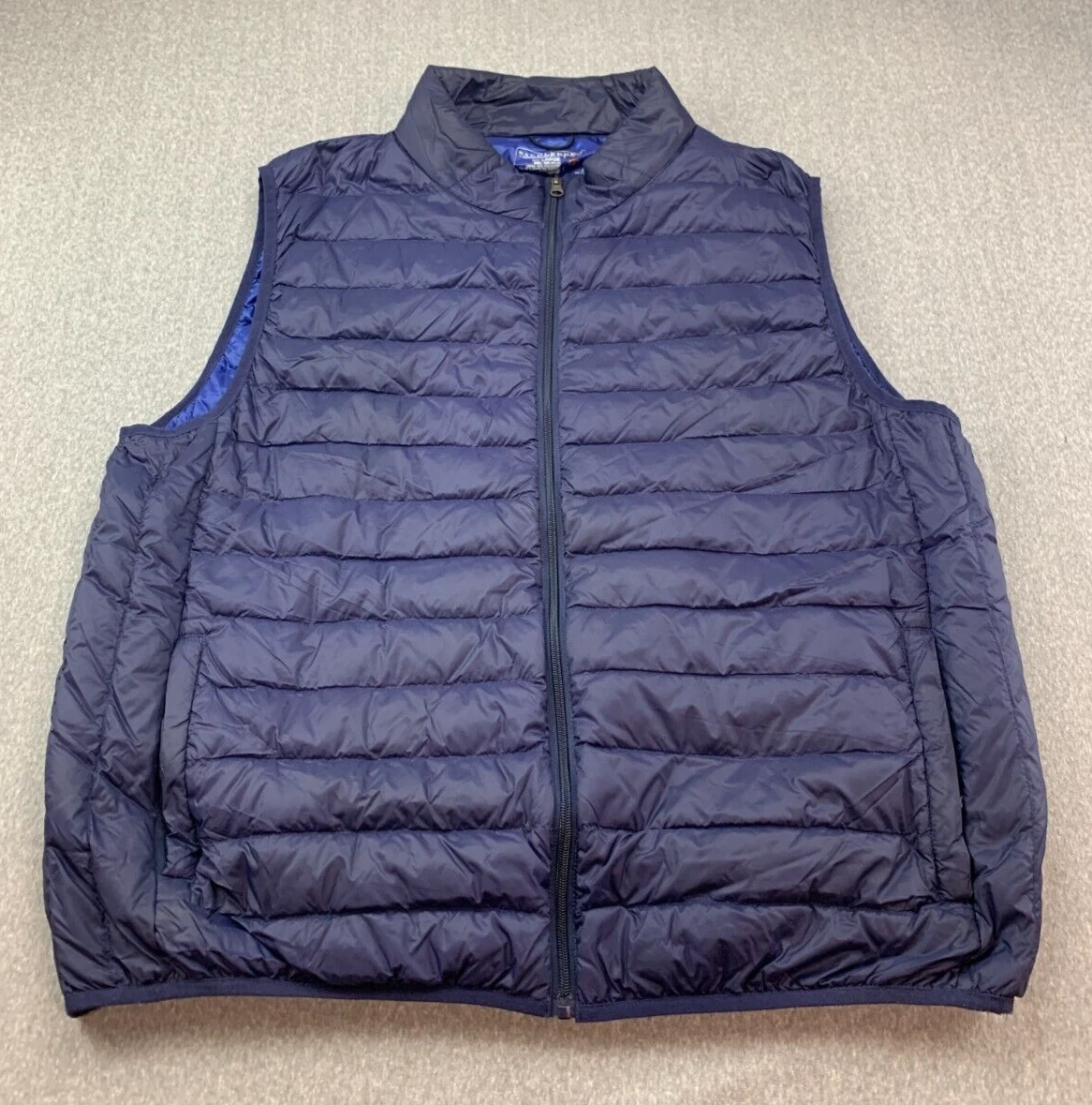 Saddlebred LT Down Puffer Vest Mens Size XXL Blue Full Zip Packable Lightweight