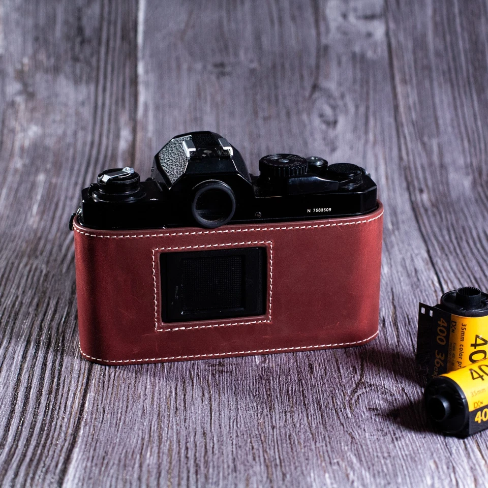 For Nikon FM2 FE2 FM2N Case Real Genuine Leather Half Camera Case Bag Cover - Image 4 of 4