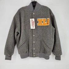 Ripon Varsity Jacket Womens XL Gray Snap Button Made in USA NEW