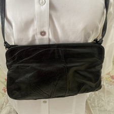 Vintage Leather Small Black Hinged Opening Evening Bag Wallet