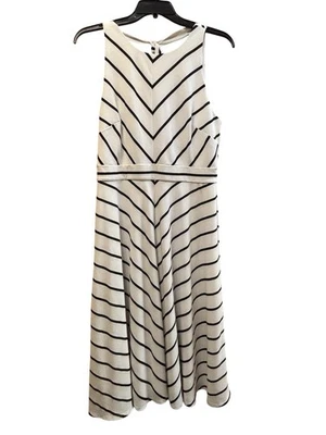 Jessica Howard Women's Fit & Flare Chevron Stripe Midi Dress Size 8 - Image 1 of 4