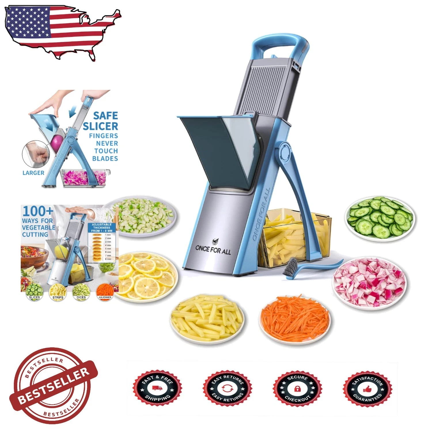 Upgrade Mandoline Slicer Biger Size, Adjustable Veggie Chopper, Dishwasher Safe