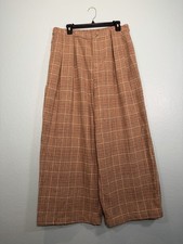 New With Tags Cider Brown Plaid Wide Leg Trousers Size XL