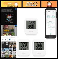 Smart Wireless Temperature Humidity Sensor 3-Pack - App Alerts, Wide Range for