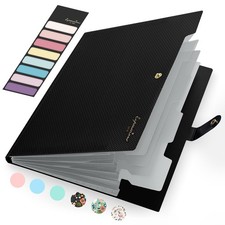Accordion File Organizer, Expanding File Folder with Label, 5 Pocket