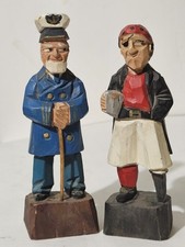 Vintage Folk Art Wood Carved Sea Captain With Peg Leg First Mate 6.5 Tall